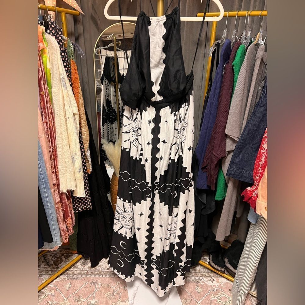 Anthropologie Tigre Indigo Celestial Print Halter Neck Maxi Dress - Picture 7 of 12